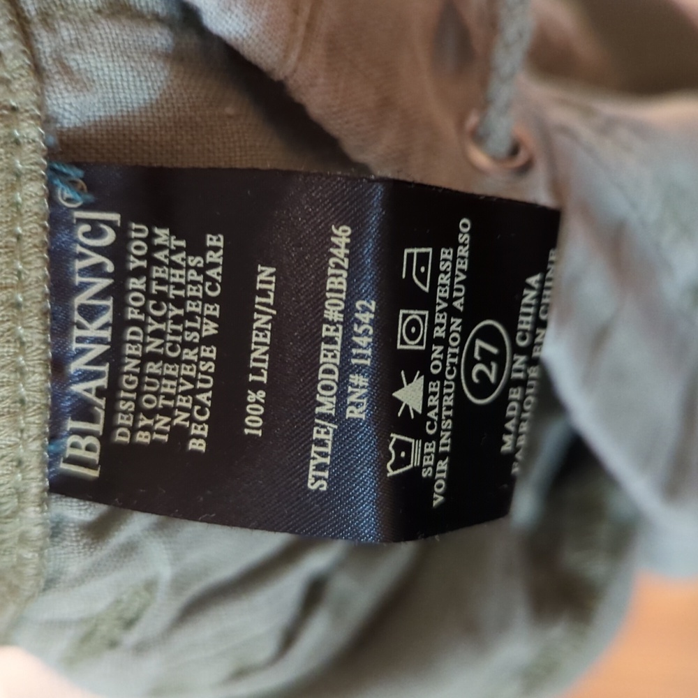 Green linen cargo utility joggers, oversized & lightweight, women's 27 BlankNYC - Picture 5 of 6